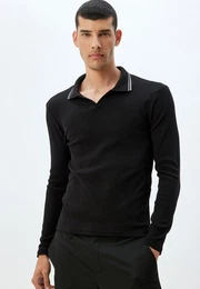 T-Shirt V-Kragen Polo Langrmelig