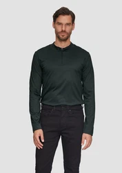 s.Oliver BLACK LABEL Langarmshirt mit Reißverschluss Dunkelgrün/Grün