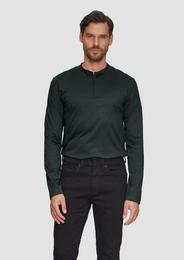 Langarmshirt Langarmshirt mit Reiverschluss aus mercerisierter Baumwolle Rollsaumblende