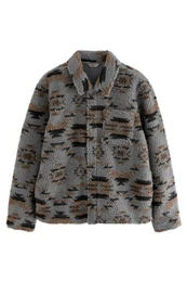 Fleecejacke Fleece-Hemdjacke mit Print (1-St)