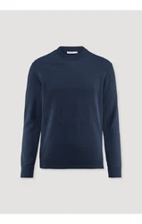 Hessnatur Strickpullover Bio-Baumwolle Dunkelblau
