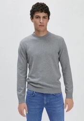 Hessnatur Strickpullover Bio-Baumwolle Grau/Dunkelgrau/Hellgrau