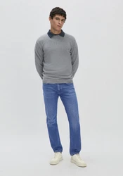Hessnatur Strickpullover Bio-Baumwolle Grau/Dunkelgrau/Hellgrau