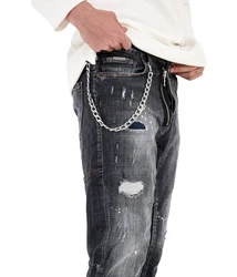 Denim Distriqt Skinny-fit Jeans Destroyed Herren Jeans Skinny Fit (16759) Schwarz (16403)