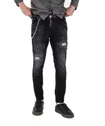 Skinny-fit-Jeans Destroyed Herren Jeans Skinny Fit Schwarz 16735 W32/L32