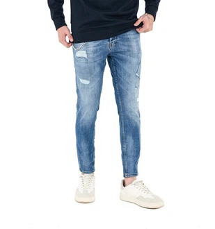 Denim Distriqt Skinny-fit Jeans Destroyed Herren Jeans Skinny Fit (16759) Blau (16140)
