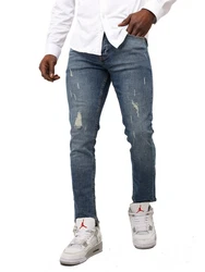 Denim Distriqt Skinny-fit Jeans Destroyed Herren (195) Blau