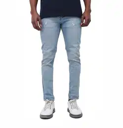 Skinny-fit-Jeans Lssige Herren Destroyed Skinny Jeans Hellblau 295 W32/L32