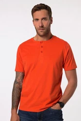 JP1880 T-Shirt Henley Basic Knopfleiste Orange/Rot