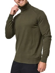 Indicode Eldo Feinstrickpullover Rollkragen Herren Khaki/Dunkelgrün