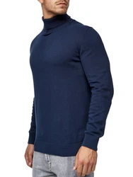 Indicode Eldo Feinstrickpullover Rollkragen Herren Dunkelblau/Grau