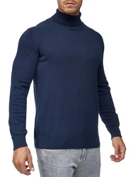 Indicode Eldo Feinstrickpullover Rollkragen Herren Dunkelblau/Grau