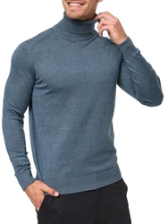 Indicode Eldo Feinstrickpullover Rollkragen Herren Grau/Dunkelblau/Hellblau/Dunkelgrau