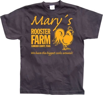 Hybris T-Shirt Mary's Rooster Farm Braun/Rot/Dunkelrot/Schwarz/Gelb