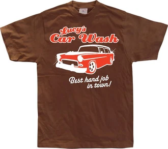 Hybris T-Shirt Lucy's Car Wash Rot/Braun/Dunkelbraun/Orange/Blau