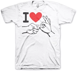 Hybris T-Shirt I Love To Make Love Weiß/Silber/Rot