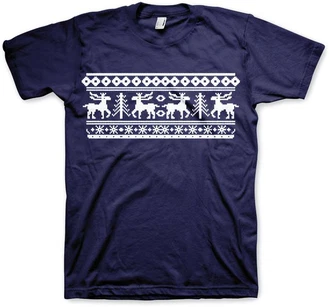 Hybris T-Shirt Scandinavian Christmas Dunkelblau/Blau