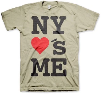 Hybris T-Shirt Ny Loves Me Dunkelgrün/Khaki/Beige/Braun