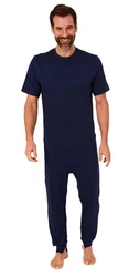 Normann Care Pyjama Pflegeoverall Herren Dunkelblau/Blau