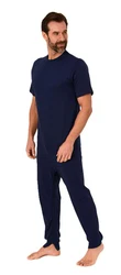 Normann Care Pyjama Pflegeoverall Herren Dunkelblau/Blau