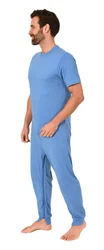 Normann Care Pyjama Pflegeoverall Herren Blau/Hellblau