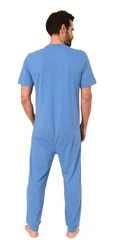 Normann Care Pyjama Pflegeoverall Herren Blau/Hellblau