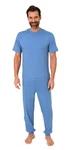 Normann Care Pyjama Herren Pflegeoverall mit Rücken Reißverschluss Blau/Hellblau