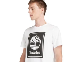 Timberland T-Shirt STACK LOGO Kurzarm Tee Weiß/Creme