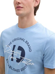 TOM TAILOR Denim T-Shirt mit Frontprint Blau/Hellblau