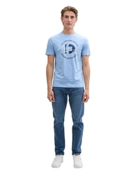 TOM TAILOR Denim T-Shirt mit Frontprint Blau/Hellblau