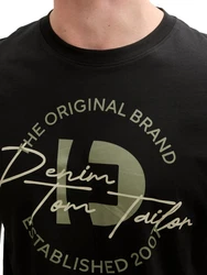 TOM TAILOR Denim T-Shirt mit Frontprint Schwarz/Grau/Khaki