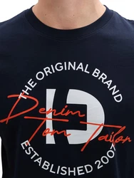 TOM TAILOR Denim T-Shirt mit Frontprint Dunkelblau/Hellblau