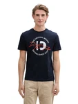TOM TAILOR Denim T-Shirt mit Frontprint Dunkelblau/Hellblau