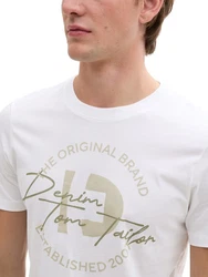 TOM TAILOR Denim T-Shirt mit Frontprint Weiß/Creme/Khaki/Beige
