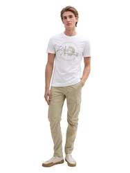 TOM TAILOR Denim T-Shirt mit Frontprint Weiß/Creme/Khaki/Beige