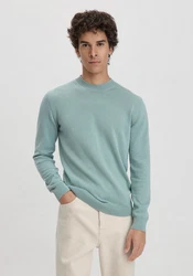 Hessnatur Strickpullover Bio-Baumwolle Hellblau/Türkis/Grün/Blau