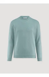 Hessnatur Strickpullover Bio-Baumwolle Hellblau/Türkis/Grün/Blau