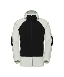 Mammut Fleecejacke Massone ML Hooded Jacket Dunkelrot/Weiß/Grau/Beige/Hellgrün/Hellgrau