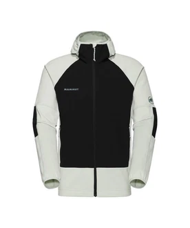 Mammut Fleecejacke Massone ML Hooded Jacket Dunkelrot/Weiß/Grau/Beige/Hellgrün/Hellgrau