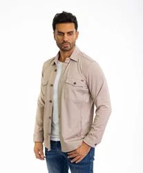 Denim Distriqt Langarmhemd Sportliches Herrenhemden mit Elasthan Beige