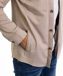 Denim Distriqt Langarmhemd Sportliches Herrenhemden mit Elasthan Beige