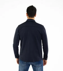 Denim Distriqt Langarmhemd Sportliches Herrenhemden mit Elasthan Navy