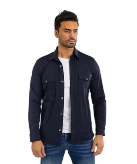 Denim Distriqt Langarmhemd Sportliches Herrenhemden mit Elasthan Navy