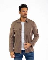 Denim Distriqt Langarmhemd Sportliches Herrenhemden mit Elasthan Braun