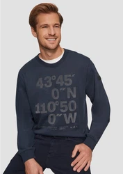 s.Oliver Sweatshirt mit Flock-Print Applikation Dunkelblau/Hellblau/Blau