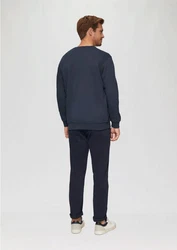 s.Oliver Sweatshirt mit Flock-Print Applikation Dunkelblau/Hellblau/Blau
