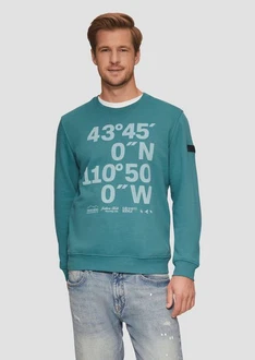 s.Oliver Sweatshirt mit Flock-Print Applikation Grün/Türkis
