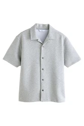 Next Kurzarmhemd Jersey-Hemd Grau/Hellgrau