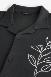 Next Kurzarmhemd Jersey-Hemd Schwarz/Dunkelgrau/Grau/Lila