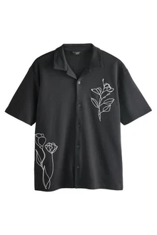 Next Kurzarmhemd Jersey-Hemd Schwarz/Dunkelgrau/Grau/Lila